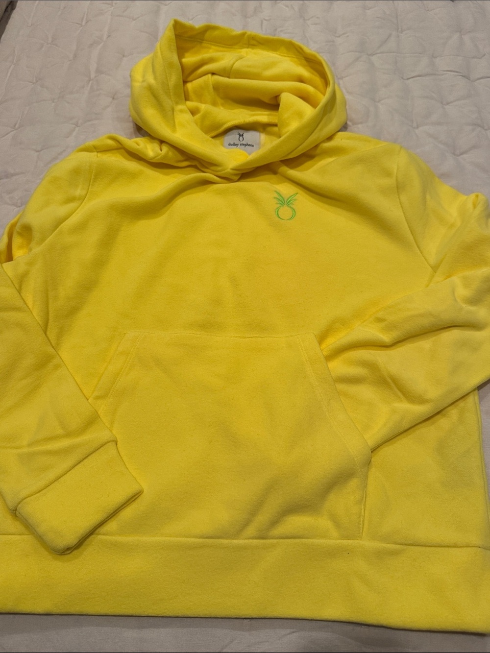 Dudley Stephens Sunny Yellow Hoodie Sweatshirt with Pineapple Logo Small